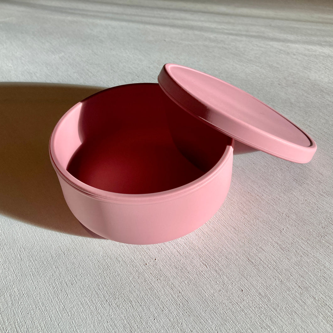 Silicone Baby Bowl with Lid - Dusty Rose - Baby Fox 