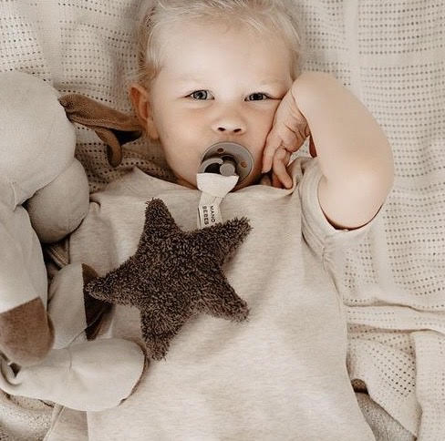 Brown Star Dummy Holder - Baby Fox Baby Boutique
